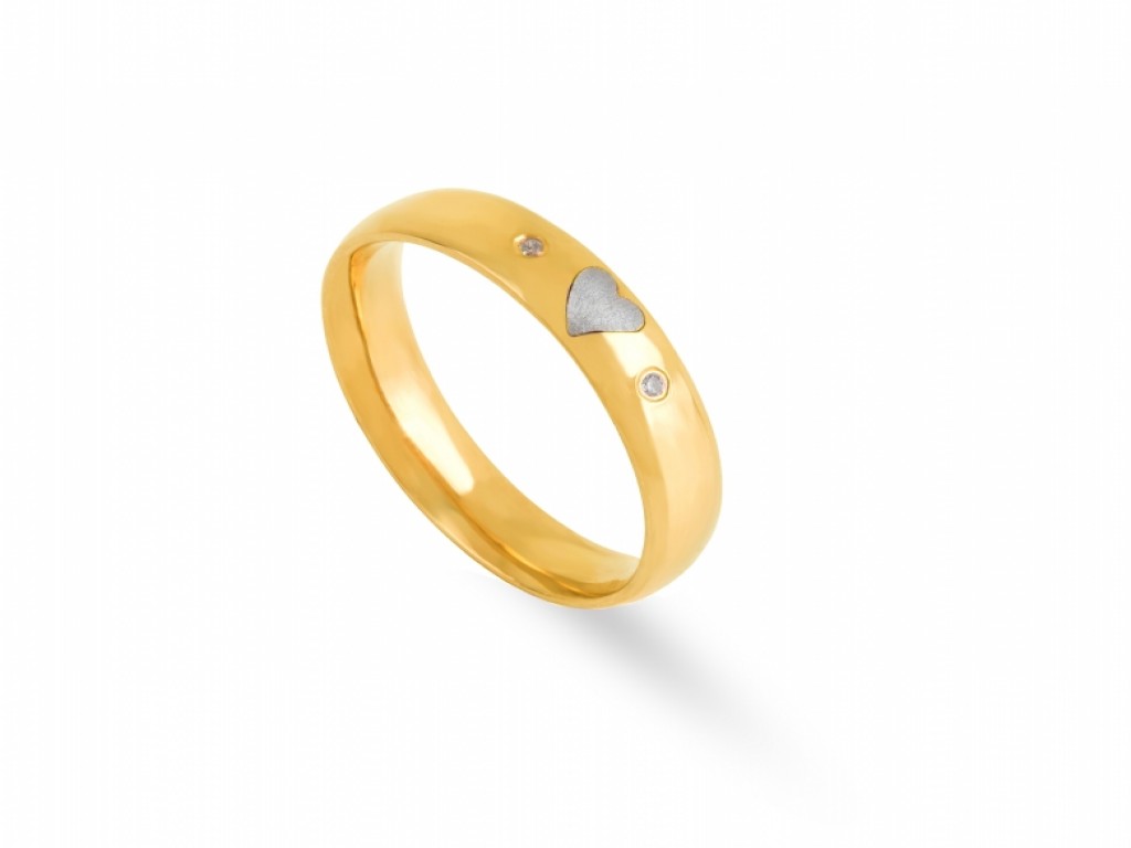 Aliança de Casamento Ouro Amarelo e Branco com Diamantes ALR005144A