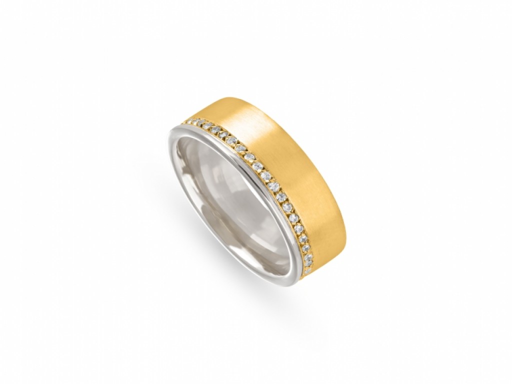 Aliança de Casamento Ouro Amarelo e Branco com Diamantes ALR004359